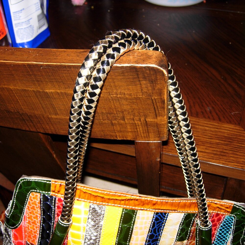 Multicolor Patchwork Patent Leather Snakeskin Pri… - image 7